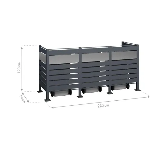Mülltonnenverkleidung Planum 3er Box, 120 cm, anthrazit