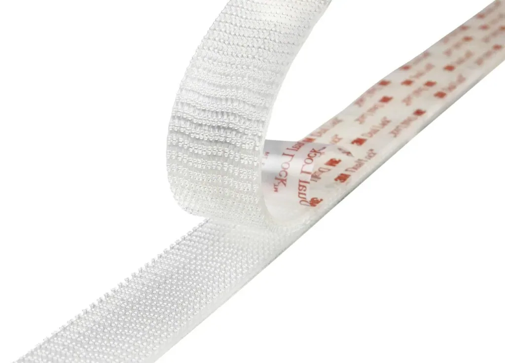 High-Tech Druckverschluss (Klettband-Pilzköpfe) Kurzrolle, transluzent, 25 mm breit, 1,25 m lang