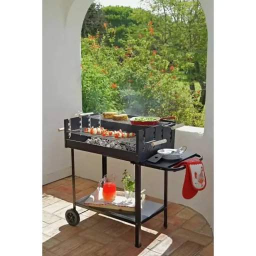 Vargan Holzkohlegrill - Grillfläche 76 x 34 cm - Grillrost höhenverstellbar