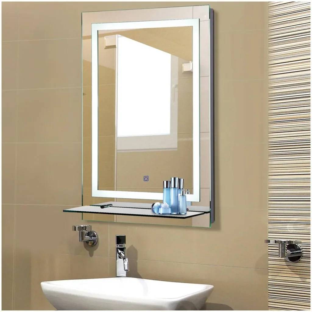 kleankin® LED Badspiegel Badezimmerspiegel Glas-Ablage 38W 70x50cm