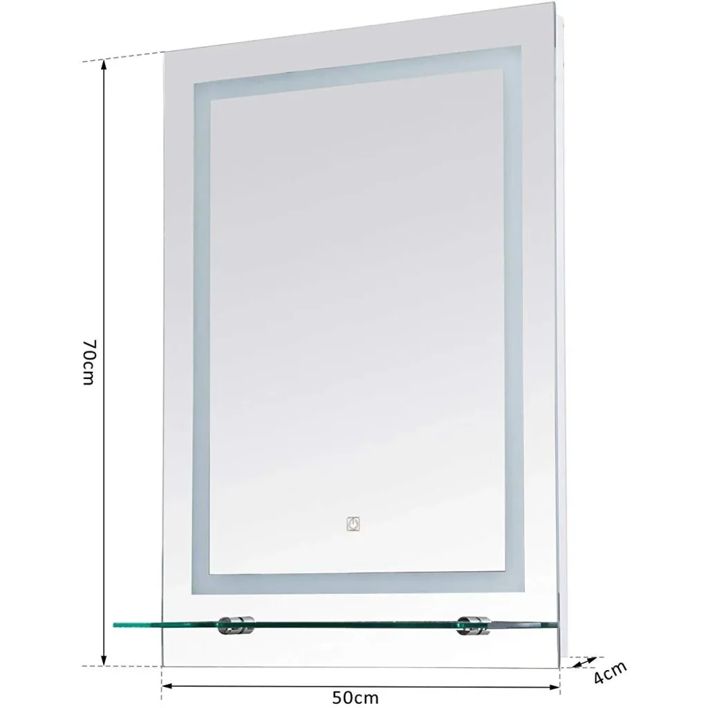 kleankin® LED Badspiegel Badezimmerspiegel Glas-Ablage 38W 70x50cm