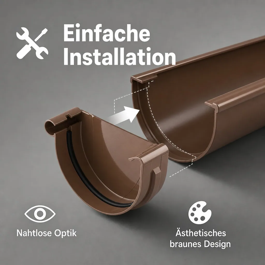 Dachrinne Zubehör, Rinnenkappe links braun, System 75, Regenrinne System