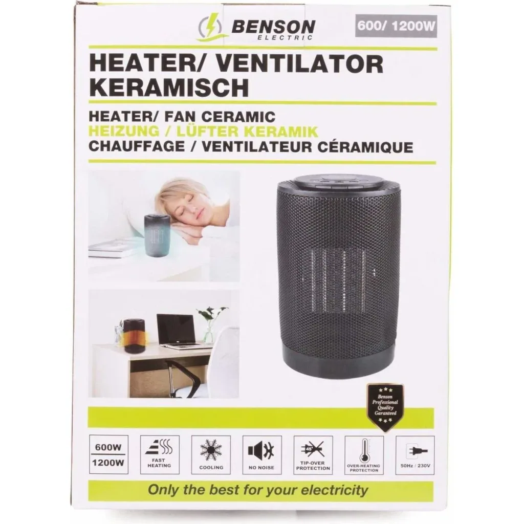 Heizgerät - Ventilator - Keramik - 600/1200 Watt - Ø 14 cm