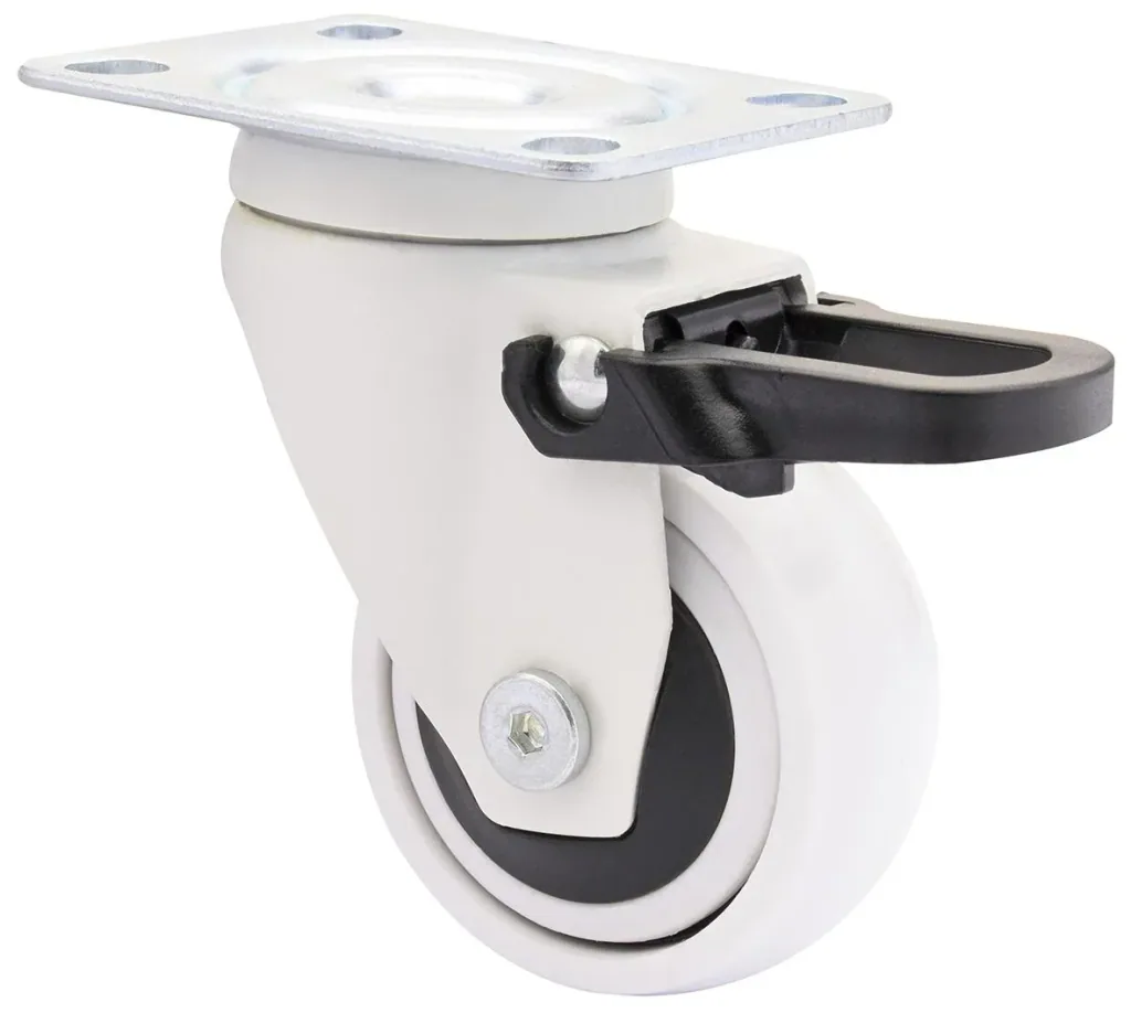 Design 3C Lenkrollen 4 teiliges Set - Ø 50 mm, soft, weiß, 2 Rollen mit & 2 ohne Feststeller, Tragkraft 50 kg / Rolle