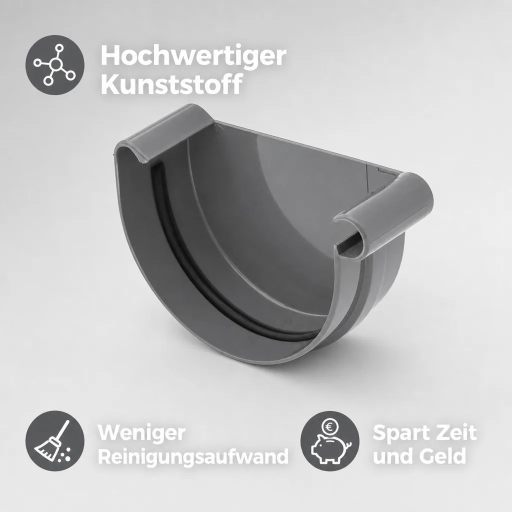 Dachrinne graphit, Rinnenkappe rechts, System 75