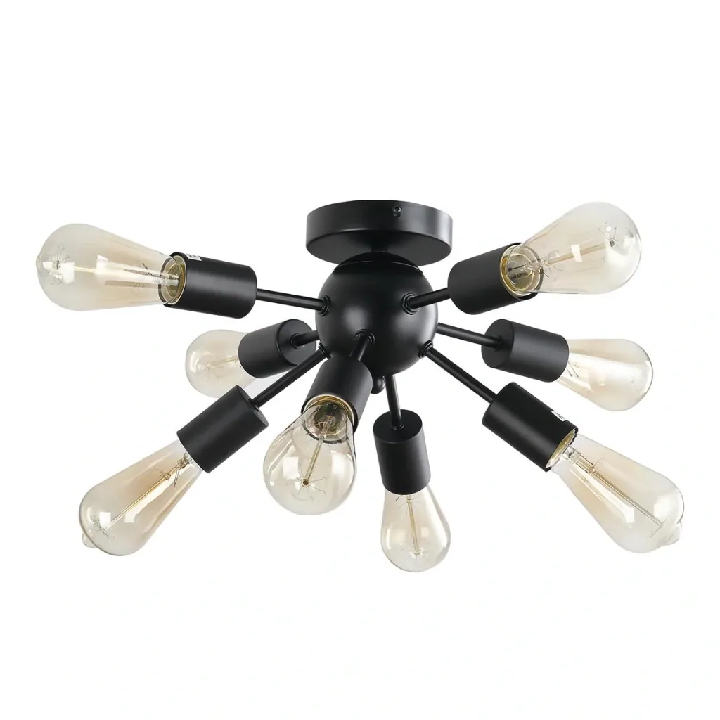 Deckleuchte Deckenlampe Wandlampe Glas Bürolampe LED Deckenbeleuchtung für Bad Küche Balkon Korridor 40W, Schwarz, Stahl