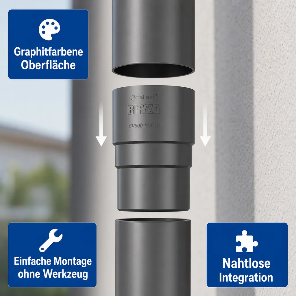 Fallrohrverbinder, Fallrohrmuffe, graphit, System 63