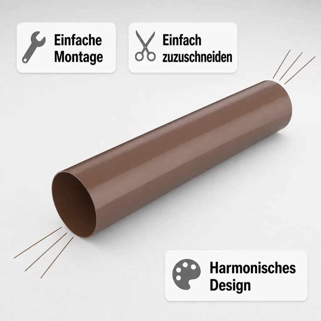 Fallrohr braun, 2m, System 63, Regenrohr, Dachentwässerung