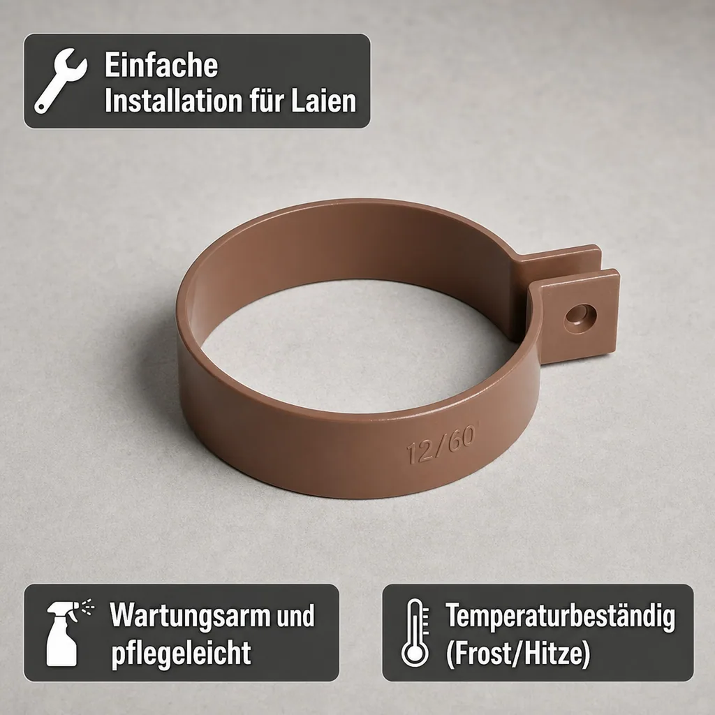 Regenrinnenhalter braun, Rinnenhalter System 63, PVC Regenrinne