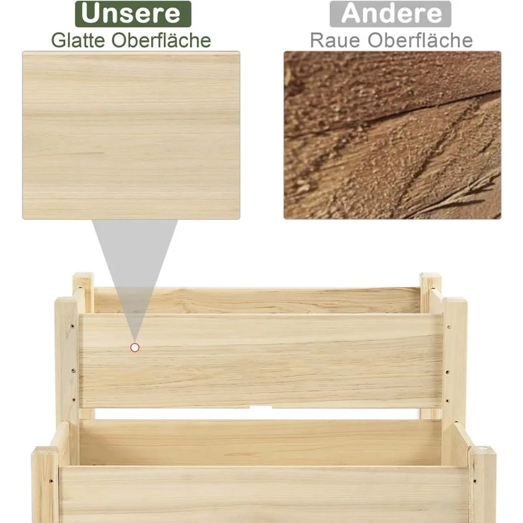Hochbeet 2 Stufen Frühbeet Kräuterbeet Pflanzkasten mit 8 Abflusslöchern Massivholz Natur 86 x 85 x 72 cm