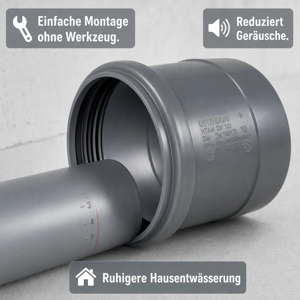 HT Rohr 110, Aufsteckmuffe DN/OD 110, Abwasserrohr