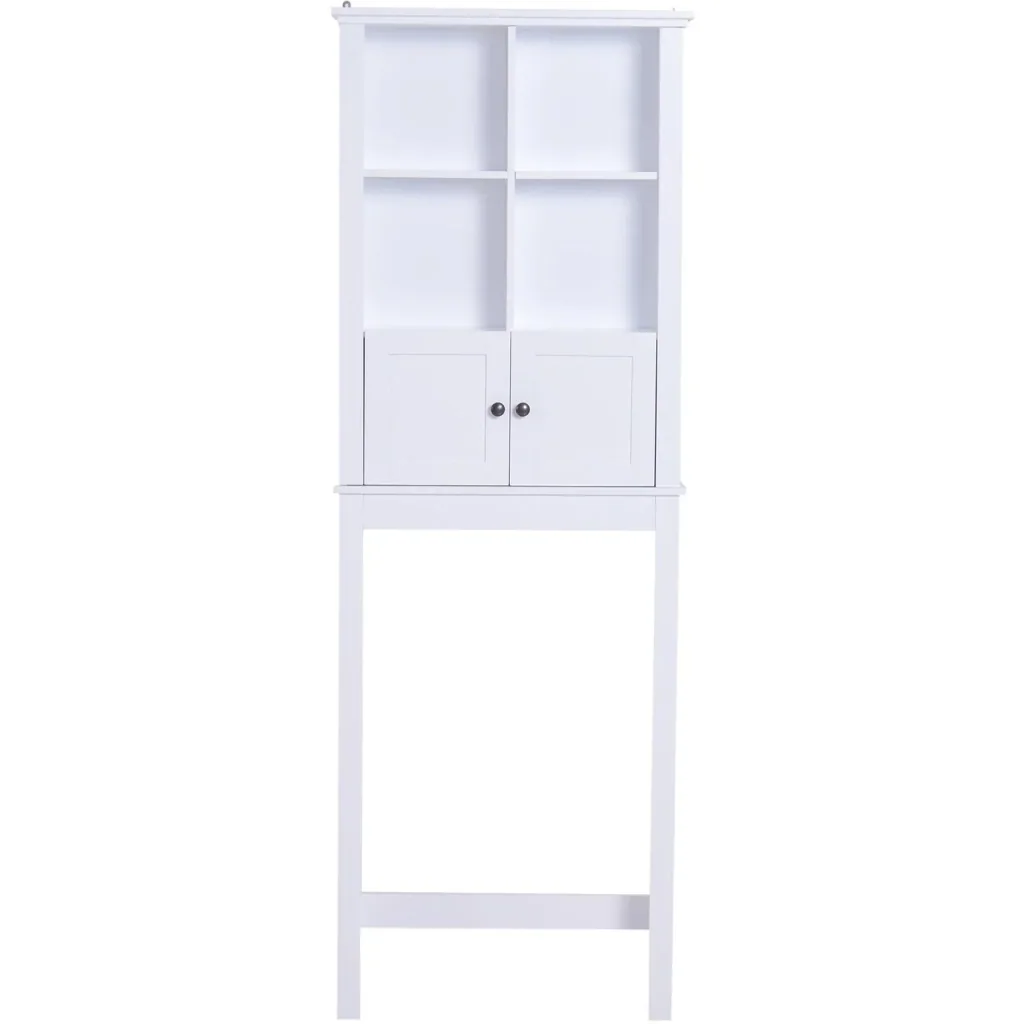 Badschrank Hochschrank Badmöbel Wandschrank Mehrzweckschrank 6 x Fach Holz Weiß 60 x 19,6 x 170,5 cm