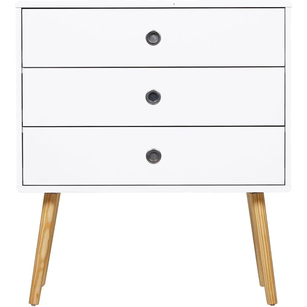 Nachttisch Schrank Nachtschrank Nachtkommode Sideboard mit 3 Schubladen Holz Weiß 73 x 40 x 81,5 cm