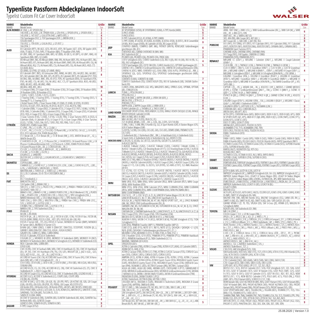 Autoabdeckplane indoor soft - Größe 9 - 471x530x150cm - PES - Elasthan