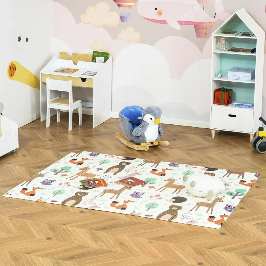 Kinderspielmatte Spielteppich Zwei-Seitige Kinder-Matte Tierische und Fische Muster faltbar leicht rutschfest wasserabwe