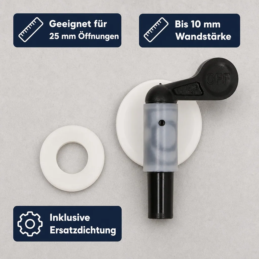 Ablasshahn für Kunststoffbehälter, PVC