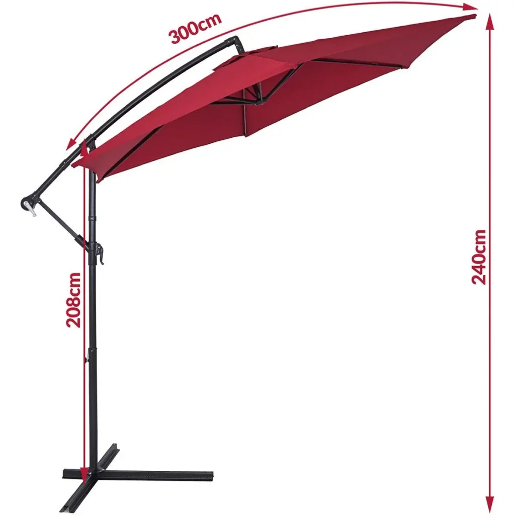 Sonnenschirm Aluminium Ø 300cm rot mit UV-Schutz 40+