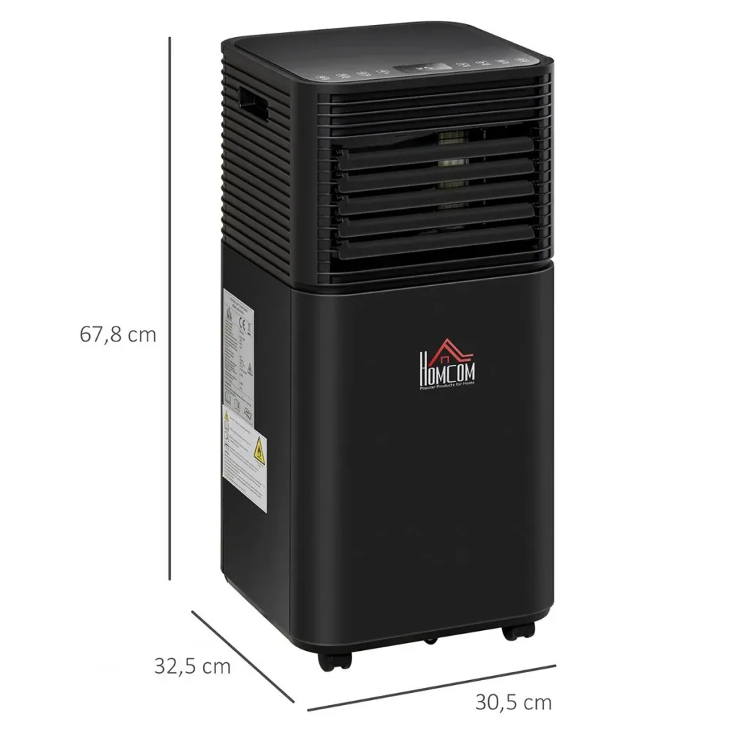 Mobiles 4-in-1 Klimagerät 24-Stunden-Timer 2 Geschwindigkeitsstufen 860W LED-Display ABS schwarz 30,5 x 32,5 x 68 cm