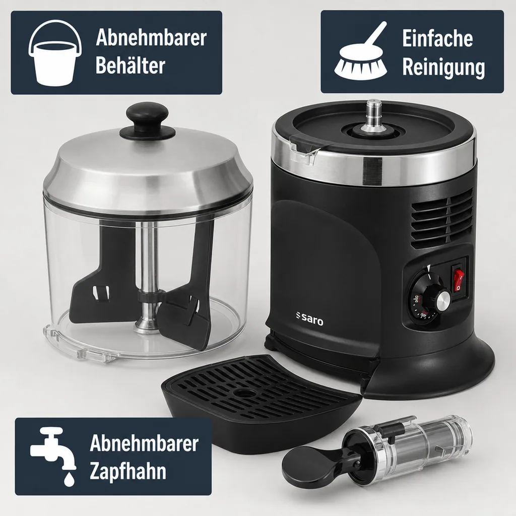 Saro Kakaomaschine, Kakaodispenser, Schokoladenspender - Model Nina, Schwarz
