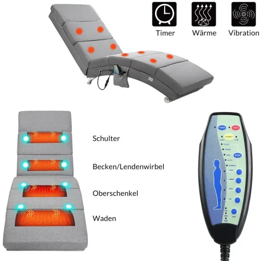 Relaxliege - grau mit Massage- und Heizfunktion