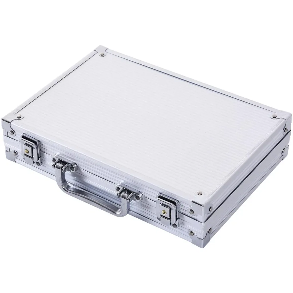Pokerkoffer mit 200 Chips silber