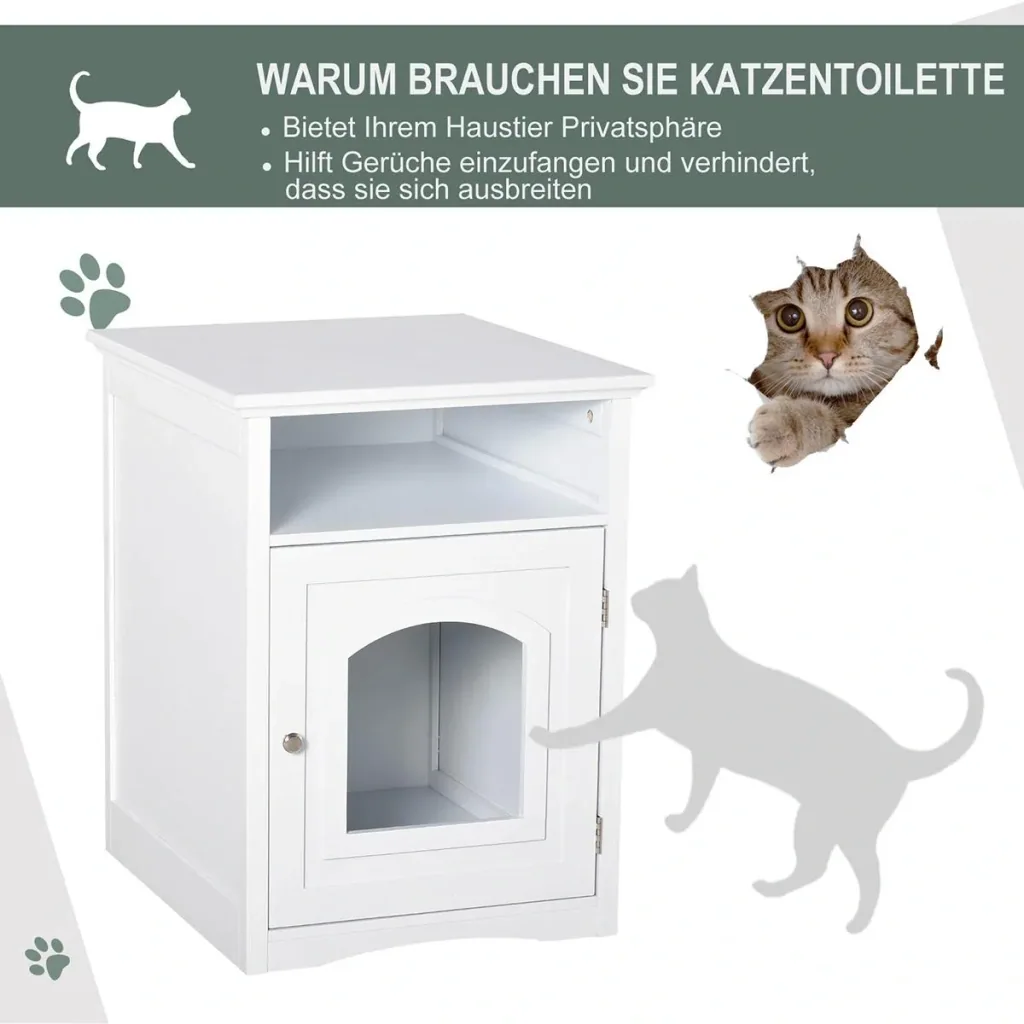 3in1 Toilettenschrank für Katzen weiß
