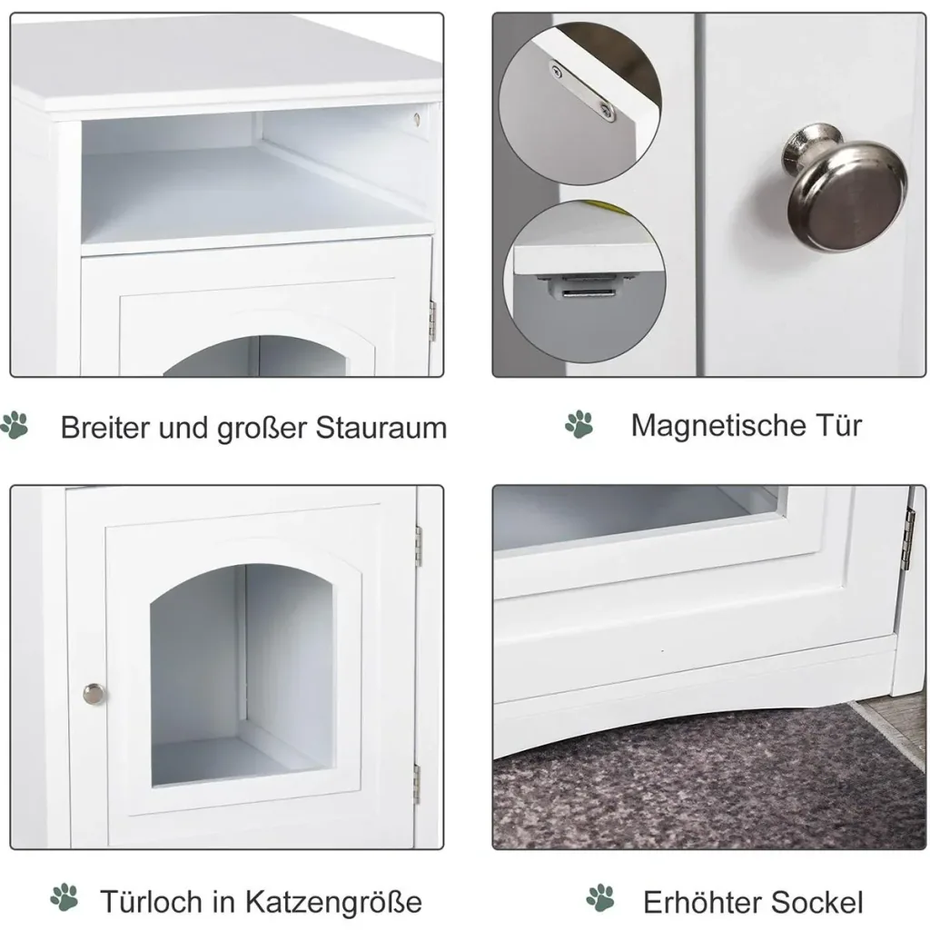 3in1 Toilettenschrank für Katzen weiß
