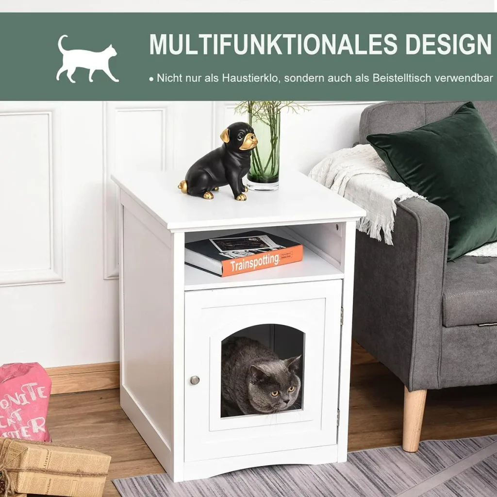 3in1 Toilettenschrank für Katzen weiß