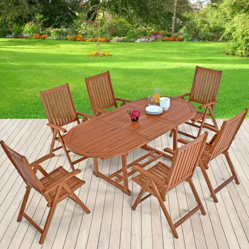 Gartenset 'Vanamo' 7-teiliges Eukalyptusholz - FSC-zertifiziert