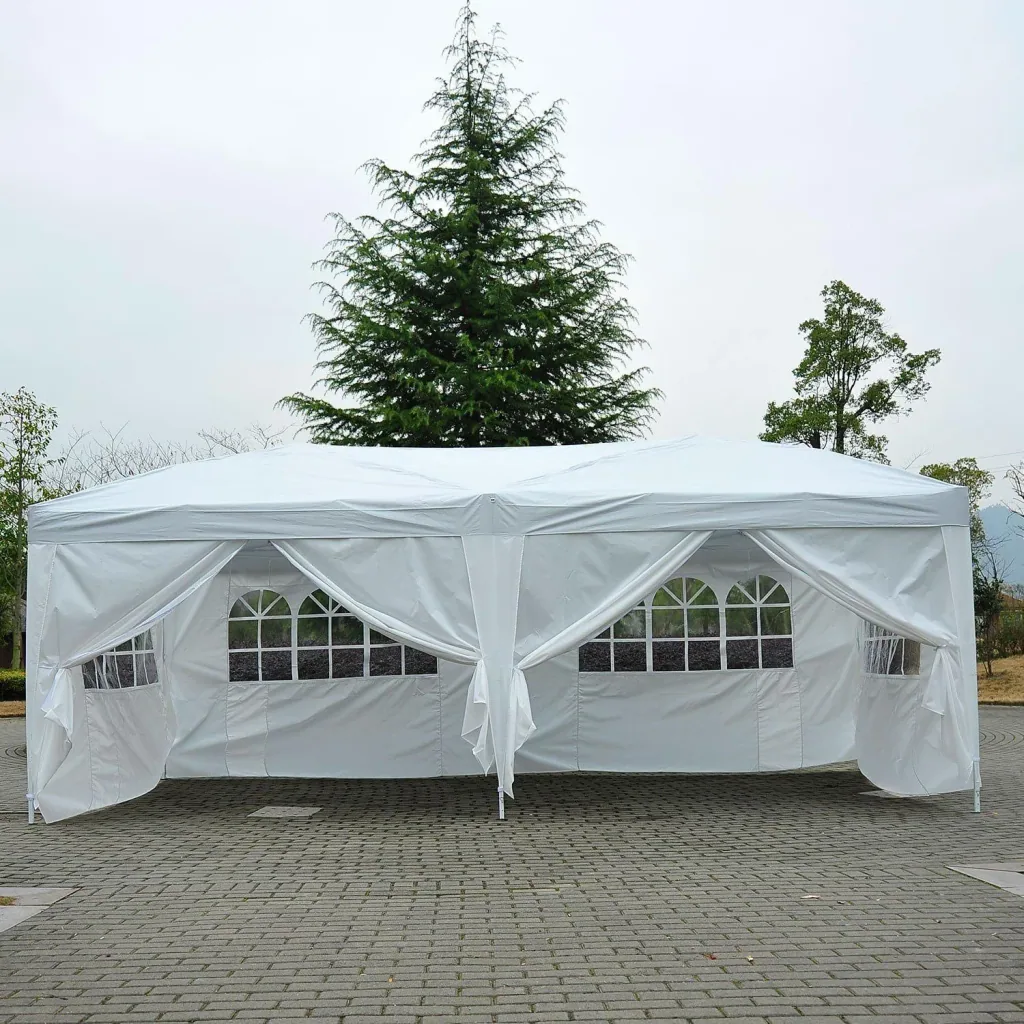 3x6 m Faltpavillon Pavillon Partyzelt Gartenzelt inkl. 6 Seitenteile Weiß