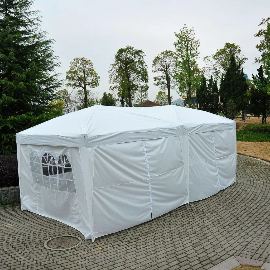 3x6 m Faltpavillon Pavillon Partyzelt Gartenzelt inkl. 6 Seitenteile Weiß