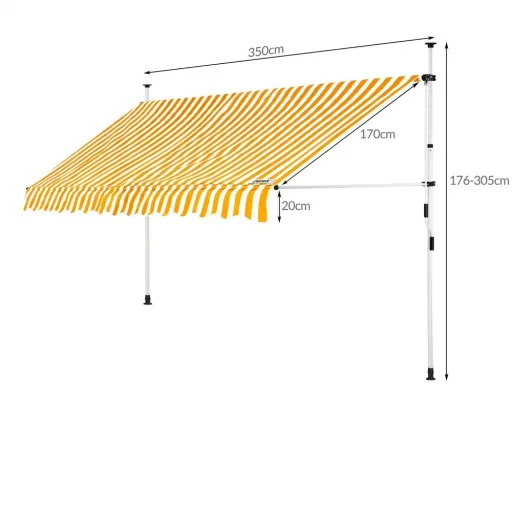 Klemmmarkise Gelb/Weiß 350cm