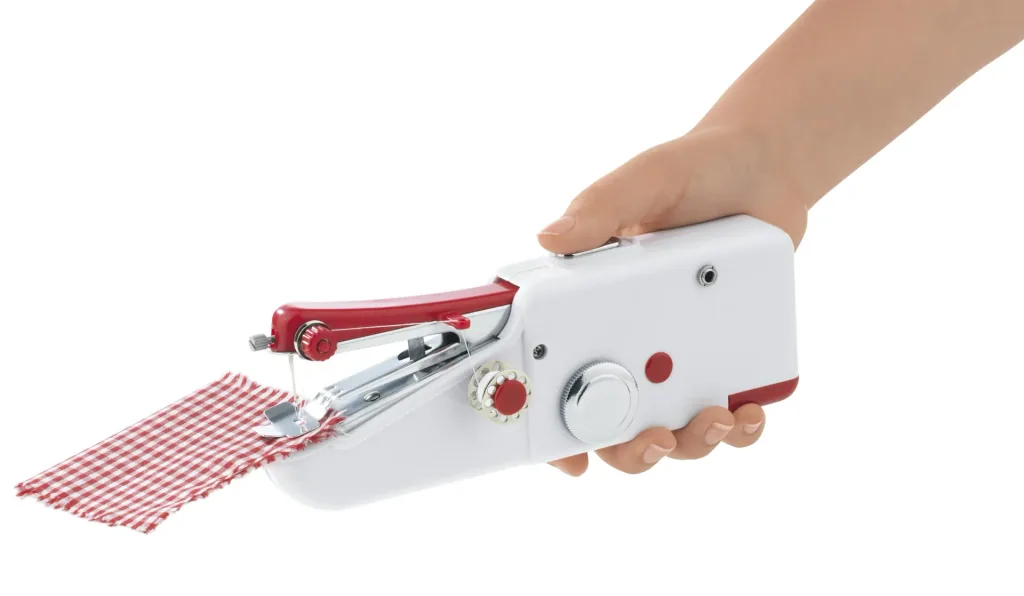 Mini-Hand-Nähmaschine, kompakt, Weiß/ Rot