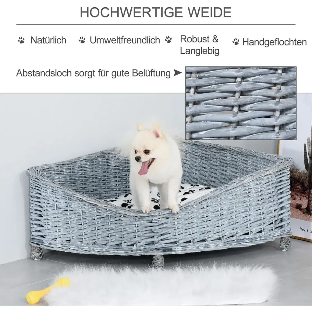 Haustierbett mit Kissen grau