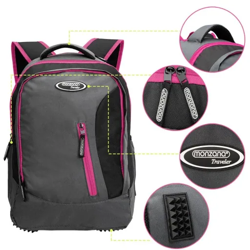 Monzana Sport- und Freizeit Rucksack 35L grau/rosa