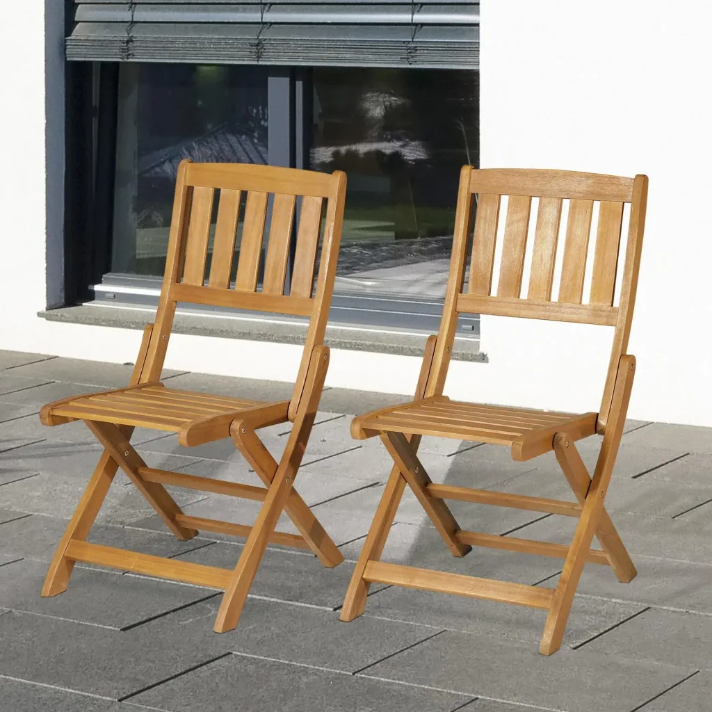 2er-Set Klappstuhl Klappsessel Gartenstuhl Campingstuhl klappbar Akazienholz Natur 56 x 47 x 89,5 cm