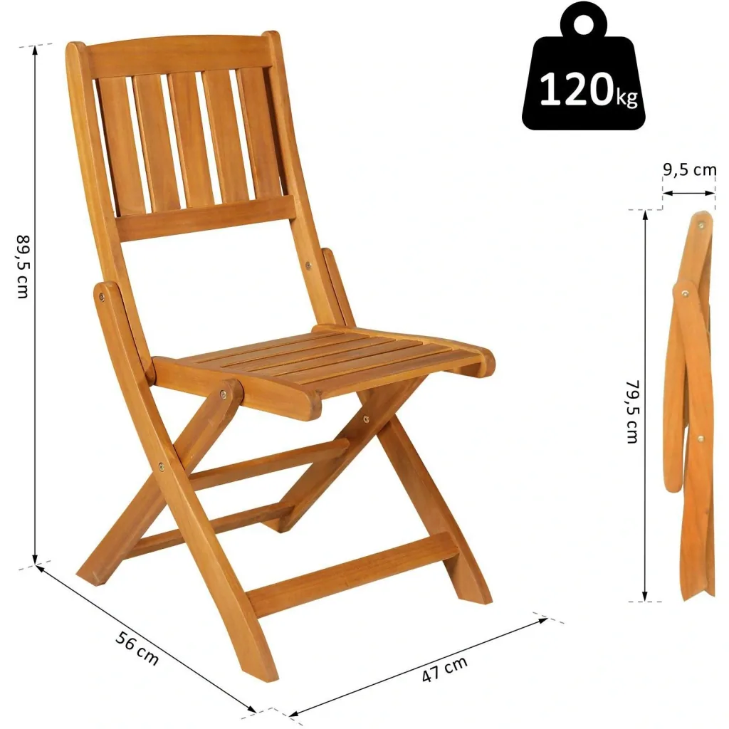 2er-Set Klappstuhl Klappsessel Gartenstuhl Campingstuhl klappbar Akazienholz Natur 56 x 47 x 89,5 cm