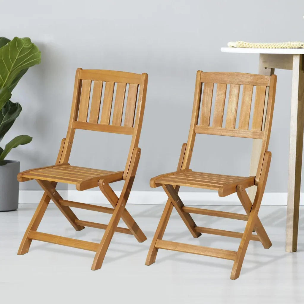 2er-Set Klappstuhl Klappsessel Gartenstuhl Campingstuhl klappbar Akazienholz Natur 56 x 47 x 89,5 cm