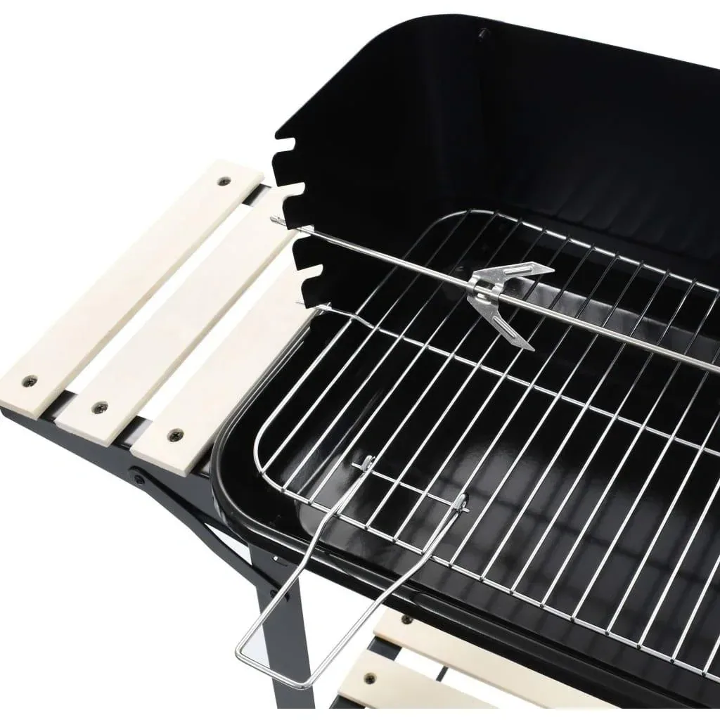Holzkohlegrill - Grillfläche 54 x 34 - Edelstahl - Schwarz - Mit Spieß