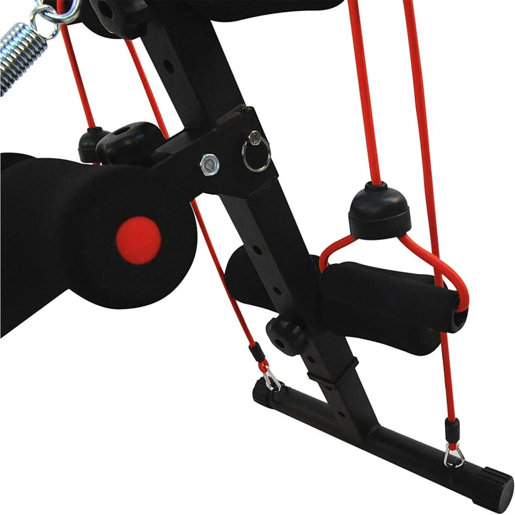 Sit Up Bank Bauchtrainer Trainingsbank Widerstandsbänder Stahl + PVC Schwarz + Rot 56,5 x 135 x (50 68) cm