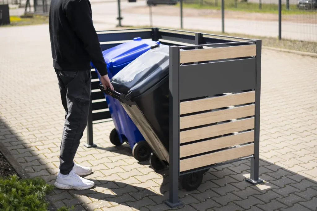 Mülltonnenverkleidung Planum 2er Box, 120 cm, holzoptik