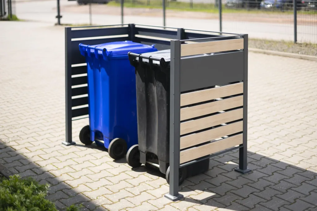 Mülltonnenverkleidung Planum 2er Box, 120 cm, holzoptik