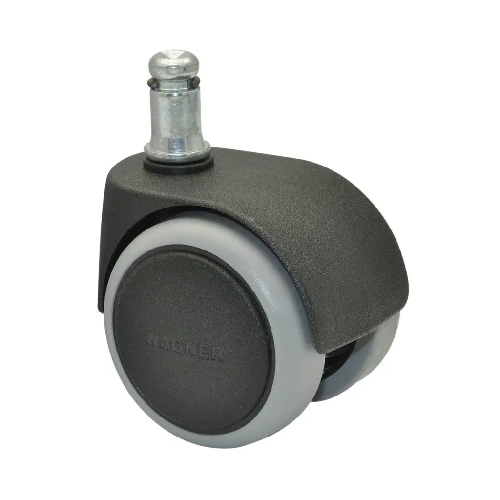 Drehstuhlrollen/Bürostuhlrollen 5 teilig Ø 50 mm, soft, intervallgebremst, Steckstift 11 x 20 mm, Tragkraft 50 kg/Rolle