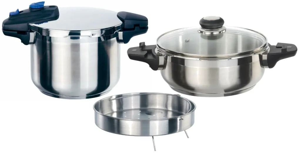 Schnellkochtopf-Set „Biostar“, Edelstahl, 6-teilig