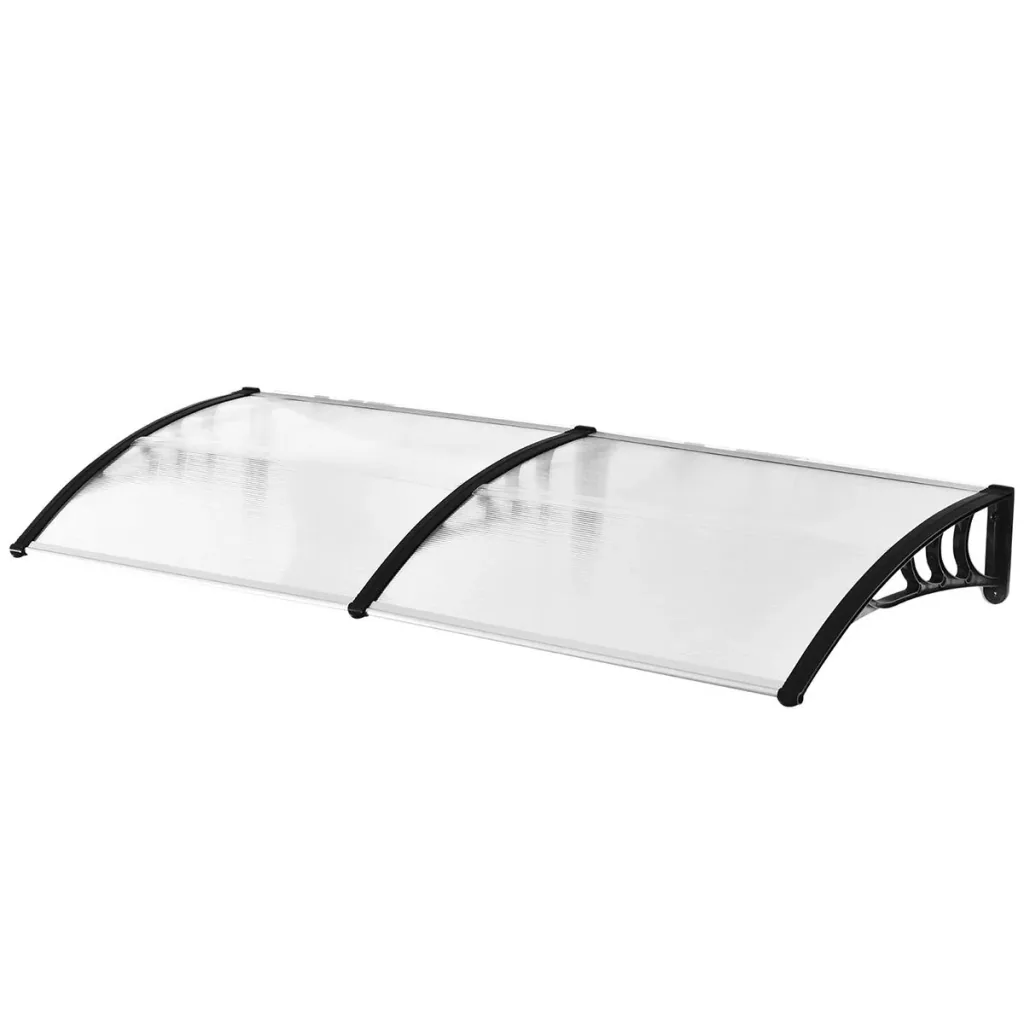 Pultvordach Vordach für Haustür 80x195x23 cm Überdachung 5mm Polycarbonat Sonnenschutz Regenschutz für draußen Alu Tran