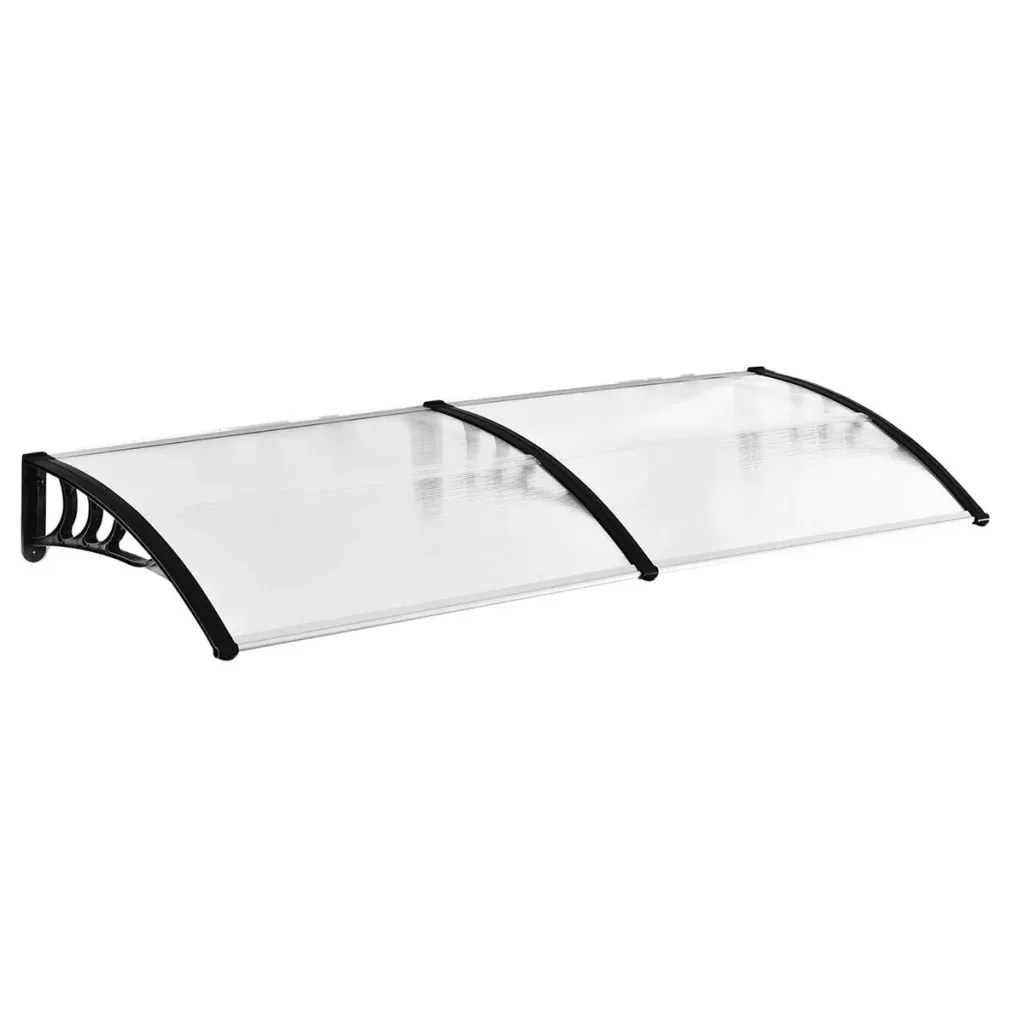 Pultvordach Vordach für Haustür 80x195x23 cm Überdachung 5mm Polycarbonat Sonnenschutz Regenschutz für draußen Alu Tran