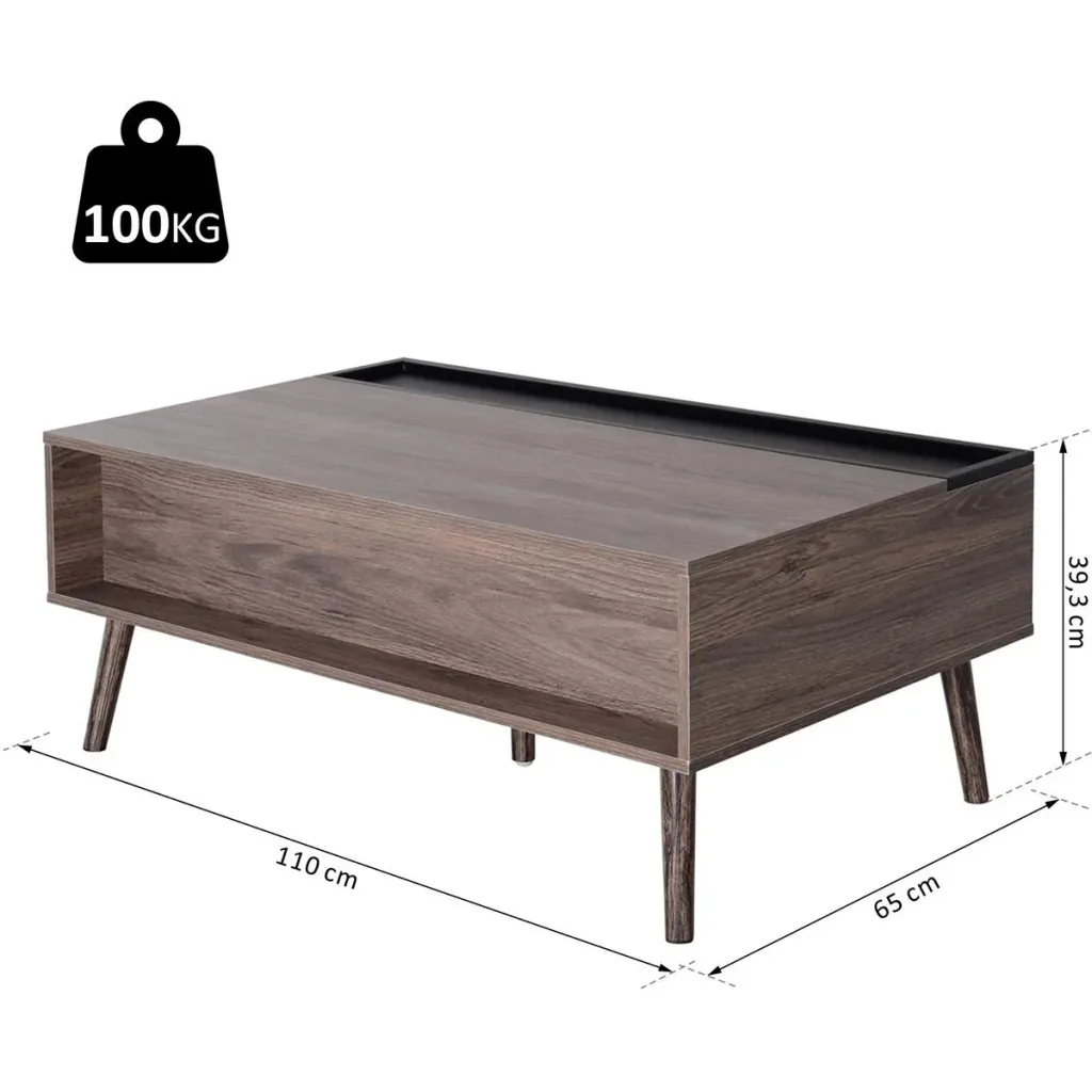 Couchtisch mit aufklappbarer Tischplatte