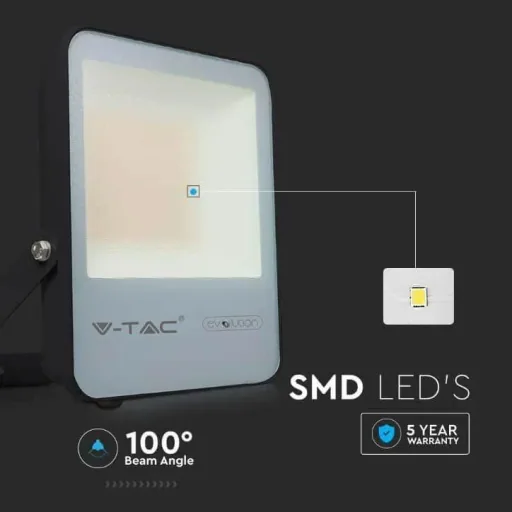 VT-100185 LED-Flutlicht - 100 W - 13700 Lm - 6400K - Schwarz - Extra effizient