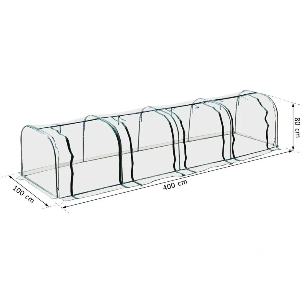 Folientunnel mit 4 Türen transparent/dunkelgrün