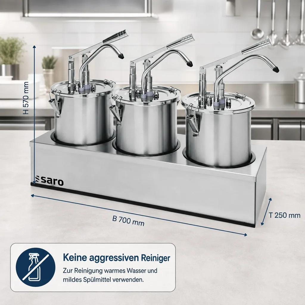Saro Saucenspender PD 003 3 x 5L, Präzise Dosierung für die professionelle Barküche